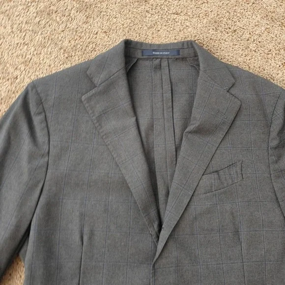Boggi Blazer Men's 46R Gray Plaid Slim Fit‎ Italian Wool Windowpane